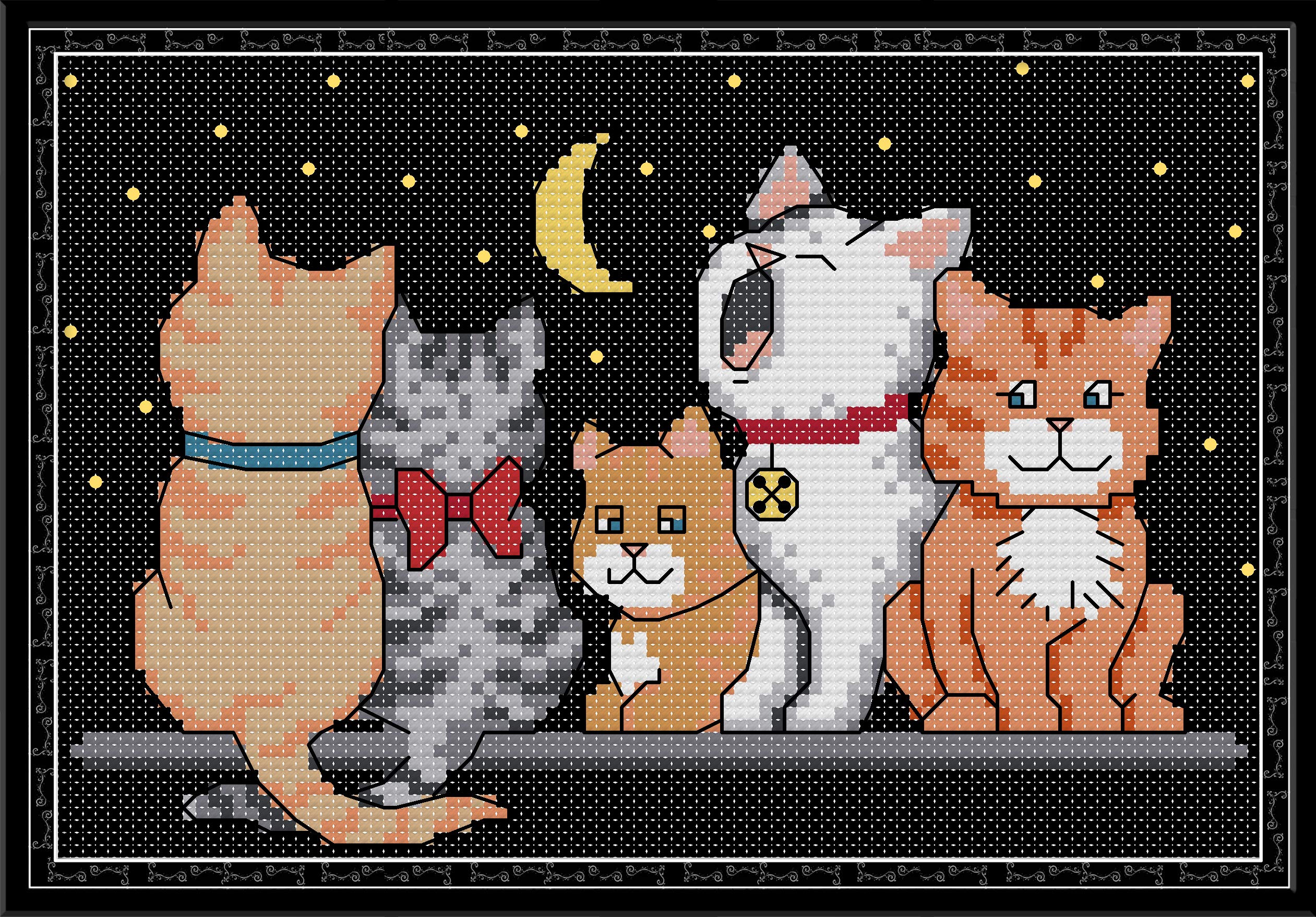 Amazon | OWN4B クロスステッチ刺繍キット図案印刷、11ct 5匹の Amazon | OWN4B クロスステッチ刺繍キット図案印刷、11ct 5匹の